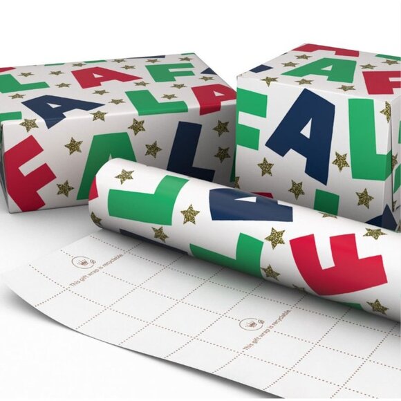 Hallmark Wrapping Paper Colorful Fa La La Lettering 35 sq ft Roll Holiday Gift - Picture 3 of 6
